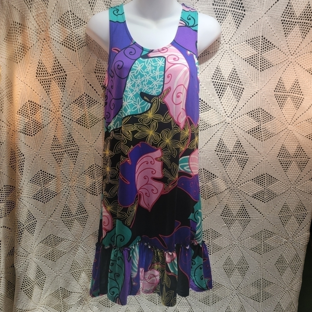 Madison Leigh Women’s 6 Wild Psychedelic Funky Wearable Art Stretch Tank Dress